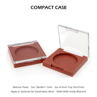 Boîtier compact carré vide en plastique transparent avec couvercle, personnalisable avec logo, pour fard à paupières, blush et illuminateur