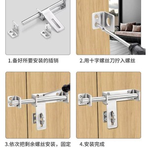 304 Stainless Steel Door Bolt Heavy-duty Pins Anti-theft <b>Latch</b> For Door Security - Product Image 5