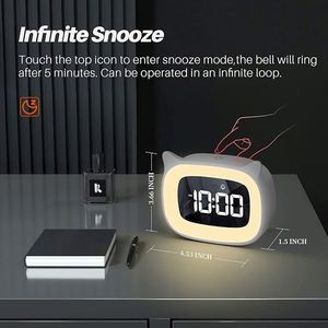 นาฬิกาตั้งโต๊ะ LED ลายคิตตี้น่ารัก พร้อมเสียงเพลงอิเล็กทรอนิกส์ ไฟกลางคืนแบบดิจิตอล เงียบสงบ ฟังก์ชั่นเลื่อนปลุก วัสดุ ABS เหมาะสำหรับใช้ในห้องนอน นักเรียน - Product Image 5