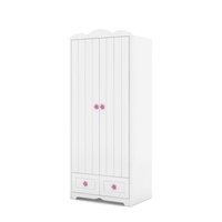 Garde-robe simple à deux portes et deux dessins, design minimaliste moderne, idéal pour la chambre d'un bébé et des enfants, nouveau produit