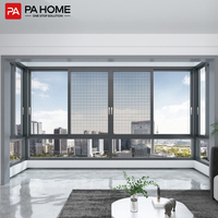 Ventanas bifold upvc en alliage d'aluminium noir PA smart de portes et fenêtres en pvc pour la maison