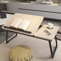 Table de lit pratique, table à manger pliante, bureau incurvé et lisse, table de lit pour étudier, table d'appoint de luxe