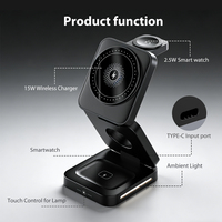 Chargeur sans fil magnétique pliable 3 en 1, support de charge multifonction pour téléphone, chargeurs sans fil