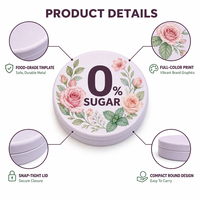 Boîte de rangement en fer blanc pour bonbons à la menthe aromatisés aux fruits de qualité alimentaire, pastilles pour la gorge à la menthe poivrée, 33g, avec couvercle couronne, sucre, chocolat