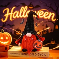 Gnome sans visage en peluche style ferme pour Halloween, avec chapeau de chauve-souris vampire, enveloppe de momie et poupée elfe, avec ornement de table citrouille pour fête d'Halloween