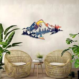Art mural en fer forgé personnalisable, scène de montagne, décoration murale ouverte, paysage, ornement suspendu, pour la maison, Pâques, mariage, baptême - Product Image 4