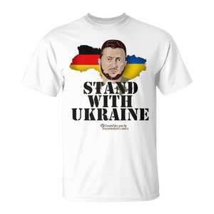 Camiseta sin Mangas Promocional de Alta Calidad con la Frase 'Alemania Apoya a Ucrania' y la Imagen de Volodymyr Zelenskyy - Product Image 1