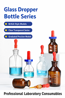 Flacons compte-gouttes en verre borosilicate 3.3 ambré transparent de 5 ml à 150 ml avec bouchon à vis et joint en verre miroir pour stockage en laboratoire – Vente en gros