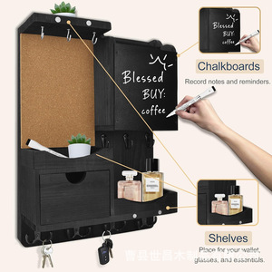 Wooden Wall Mounted Storage Rack With <b>Drawers</b> Key Organizer For Entryway Home Organization - Product Image 5