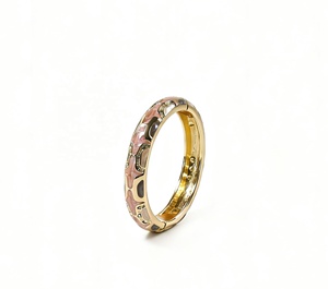 Hot Selling Gold Plated Enamel Bangle <b>Bracelet</b> with <b>Crystal</b> Inlay Hinged Open Cuff Fashion Jewelry for Women - Product Image 3
