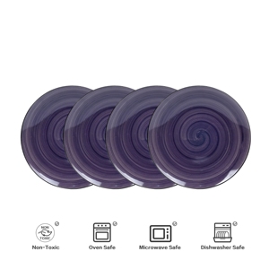 Semtember Promotion Purple Round Western Style Ceramic Plates Unique Design Ceramic Plate Microwave Safe Dinnerware Sets Home - Product Image 2