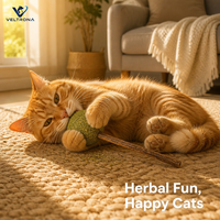 Bâtonnet de chat à la catnip compressé avec manche en bois naturel pour jeu interactif