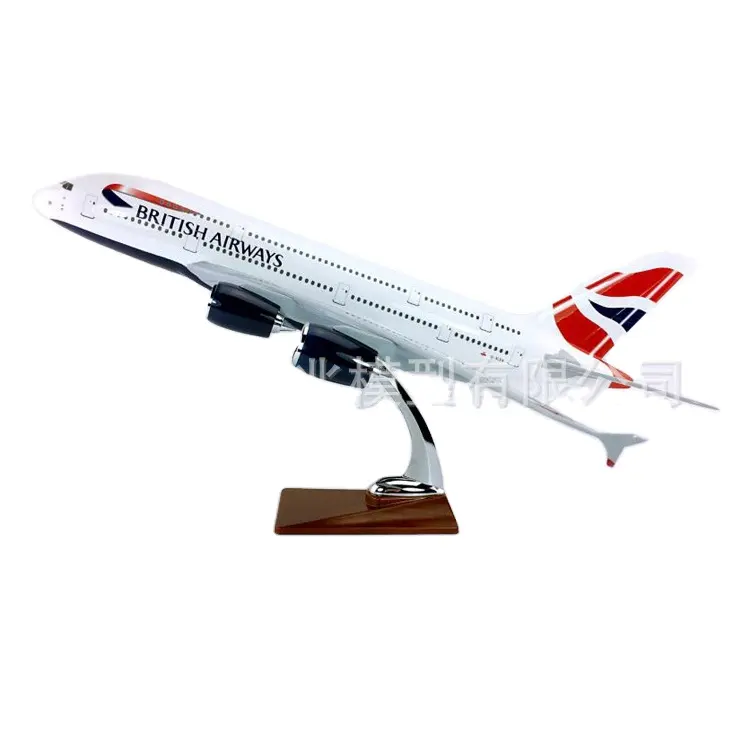 Toptan 45cm 1/160 ölçekli İngiliz havayolu Airbus A380 uçak reçine Model uçak