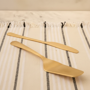 Couteau à gâteau en laiton et serveur Party Dessert en laiton doré brillant poli Couteau et ensemble serveur de gâteau doré - Product Image 1