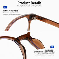 Monture optique légère TR90 à logo personnalisé, faible MOQ, OEM ODM, lunettes Sunray, monture complète, lunettes de prescription personnalisées