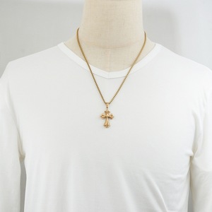 yunnique <b>Cross</b> Pendant Necklace Gold Zinc Alloy Geometric Design For Men Women Gift Jewelry 60cm <b>Chain</b> FY3068 - Product Image 4