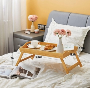 Plateau <span class=keywords><strong>de</strong></span> petit déjeuner Rectangle en bambou avec poignées <span class=keywords><strong>de</strong></span> jambes pliantes pour adultes enfants plateau <span class=keywords><strong>de</strong></span> Table <span class=keywords><strong>de</strong></span> <span class=keywords><strong>lit</strong></span> au genou pour manger confortablement - Product Image 6