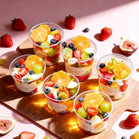 Wegwerp transparante fruit snijbeker vork lepel commerciële afhaal verpakking verzegeld verdikt lekvrij PET plastic aangepaste logo voedselverpakking