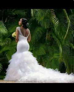 Robe de mariée sirène de luxe AL1392 2022 en organza, grande taille, avec cristaux, longueur au sol, personnalisable - Product Image 4