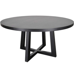 Table basse ronde en bois massif de style européen, style rétro, moderne - Product Image 1