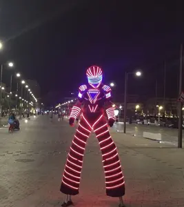 Venda quente palco festa decoração carnaval desempenho luminoso festa traje fantasia vestido LED dança robô traje luminoso