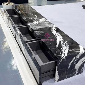Luxe Calacatta Marmeren <span class=keywords><strong>Tv</strong></span>-Stand Villa High-End Aanpasbare Stenen Kast Voor Moderne Woonkamer - Product Image 2