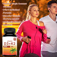 VitaHall Vitamine D3 K2 5000 UI Complément alimentaire de vitamine D pour le soutien de la santé des os, des dents, des muscles et du système immunitaire