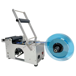 Machine semi-automatique d'impression d'autocollant de canettes de bouteille en <span class=keywords><strong>plastique</strong></span> rondes étiqueteuses de logement d'acier inoxydable - Product Image 1