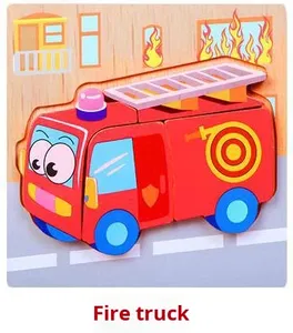 Prix d'usine, vente en gros, puzzle 3D en bois portable, moins de 50 pièces, blocs de dessin animé animaux et véhicules, jouets éducatifs pour enfants de 0 à 24 mois - Product Image 6