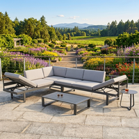 Multifunktionales Modulares Terrassenmöbel-Set Aluminium-Ecksofa Wetterfestes Garten-Sektionalsofa mit Liegefläche