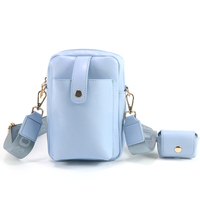 Sac bandoulière mini chic en cuir PU bleu clair pour femme, pochette téléphone, expédié depuis l'entrepôt étranger