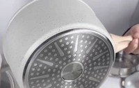 Batterie de cuisine saine en granit 21 pièces, comprenant des casseroles de 28cm, 24cm, 20cm, 18cm et des poêles de 28cm, 24cm avec insert vapeur, poignée effet bois, revêtement antiadhésif
