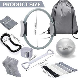 Set de 18 Piezas para Pilates para Mujer: Anillo de Pilates, Colchoneta de Yoga Antideslizante, Equipo de Gimnasio con Banda de Resistencia, Bolsa para el Core y Accesorios Portátiles - Product Image 2