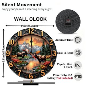 <b>Round</b> Wooden Wall Clock 25Cm Quiet Movement Minimalist Home Bedroom Living Room Hanging Clock - Product Image 3