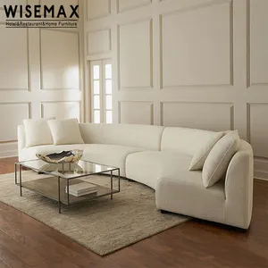 WISEMAX 가구 디자이너 거실 가구 소파 패브릭 흰색 단면 소파 고급 U 자형 모듈 형 소파 세트 7 인용