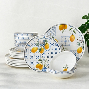 Juego de Platos de Porcelana <span class=keywords><strong>HEMERA</strong></span> Classic de 18 Piezas, Listo para Enviar, para Uso Doméstico y Hotelero - Product Image 1