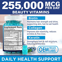 Biotine Collagène Kératine Gommes Ours Vitamine Croissance Des Cheveux Gommes Cheveux Peau Et Ongles Gommes Collagène Avec Supplément De Biotine OEM