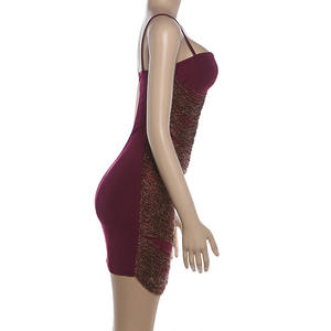 Viviblook Z0131DS01 Vestido de Verano para Mujer, Elegante, con Borlas, Diseño de Parches, Corte Ajustado, Mini Vestido de Fiesta con Tirantes - Product Image 4