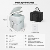 Toilette de camping portable Guankai avec sac de transport, réservoir de déchets de 5,3 gallons et réservoir de chasse d'eau de 3,2 gallons, à bouton-poussoir, anti-fuite, inodore, pour utilisation en camping-car
