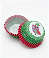 Fabrik-Großhandel Weihnachts-Eulen-Print Polka-Dot Gerüschte Muffin-Backförmchen Großpackung Fettdicht für Weihnachtsfeiertage