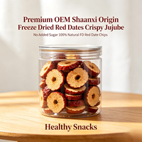 Dattes rouges lyophilisées de qualité supérieure, origine Shaanxi, jujubes croustillantes, sans sucre ajouté, 100% naturelles, chips de dattes rouges FD, collations saines