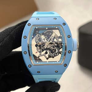 Reloj Automático de Cerámica Azul Claro Estilo RM 055 de Alta Calidad con Correa de Goma - Product Image 4