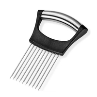 Stalen Ui Naald Easy Slicer Cutter Tomaat Veilig Vork Handheld Groentemes Keuken Multifunctionele Uienhouder Snijmachine