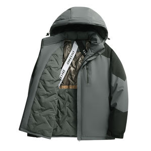 Autumn Winter Men's Long Loose Outdoor Mountaineering Windproof Warm Hooded <b>Fleece</b> <b>Jacket</b> <b>with</b> Bamboo Fiber and Polyester <b>Lining</b> - Product Image 1