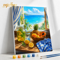 Peinture à l'huile DIY Paintboy à imprimer par numéros, ensemble cadeau de décoration intérieure avec cadre en bois, paysage moderne sur toile de coton