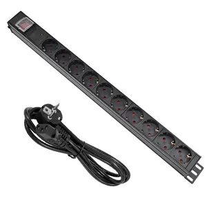 1U PDU 19นิ้วอุปกรณ์จ่ายไฟแบบเยอรมัน