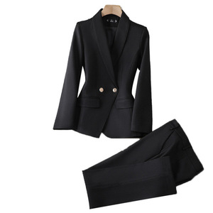 Women's Burgundy Suit Set Full Sleeve Worsteds Anti-Wrinkle Office Lady Commute 2-Piece Formal Wear - Product Image 5