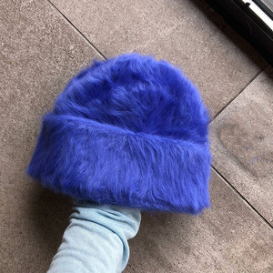 Mode fourrure longue Angora lapin fourrure chapeau d'hiver femmes en peluche floue blanc tricoté chaud bonnets - Product Image 6