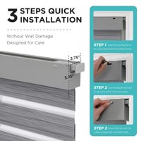 Persianas de cebra sin taladro para ventanas, persianas de cebra de privacidad de doble capa inalámbricas para ventanas de interior, persianas transparentes fáciles de instalar