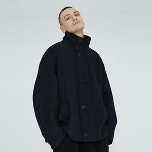 <span class=keywords><strong>Cappotto</strong></span> Invernale da <span class=keywords><strong>Uomo</strong></span> Nero in Lana Double-Face, Soprabito <span class=keywords><strong>Corto</strong></span> alla Moda con Bottoni - Product Image 1